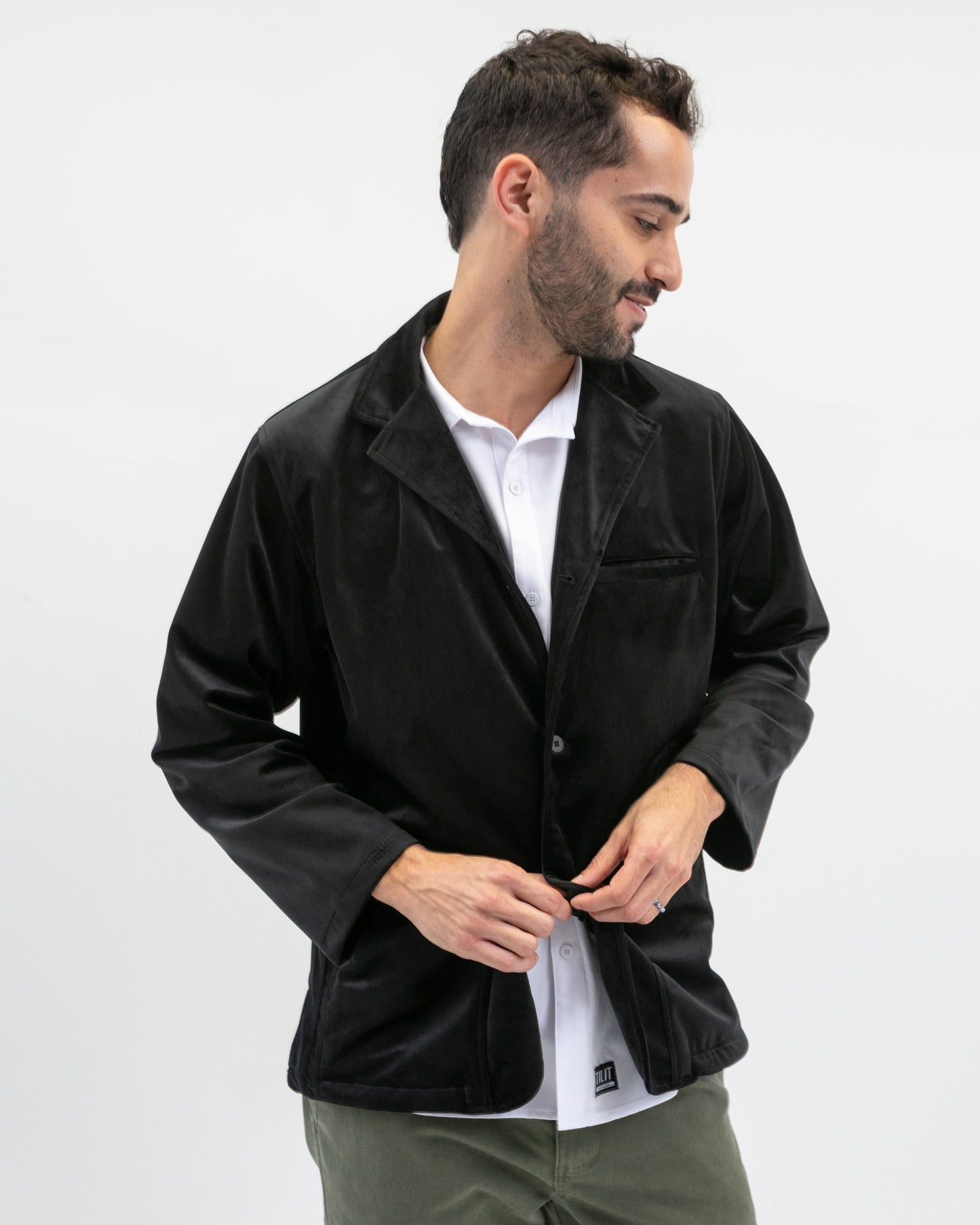 TILIT Men's Blazer In Black Velvet