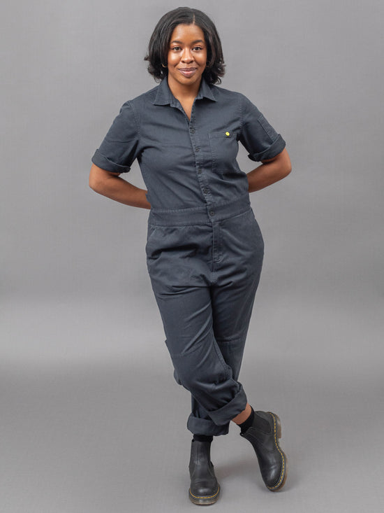 Women's Short Sleeve Jumpsuit in Washed Charcoal